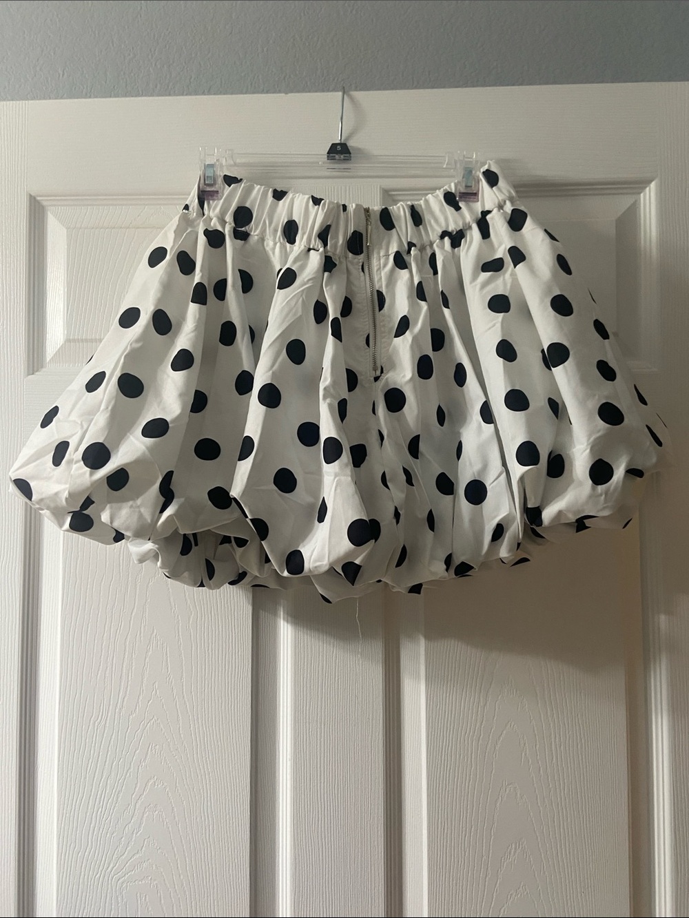 White Polka Dot Bubble Skirt - Black Dot Print - Picture 5 of 5